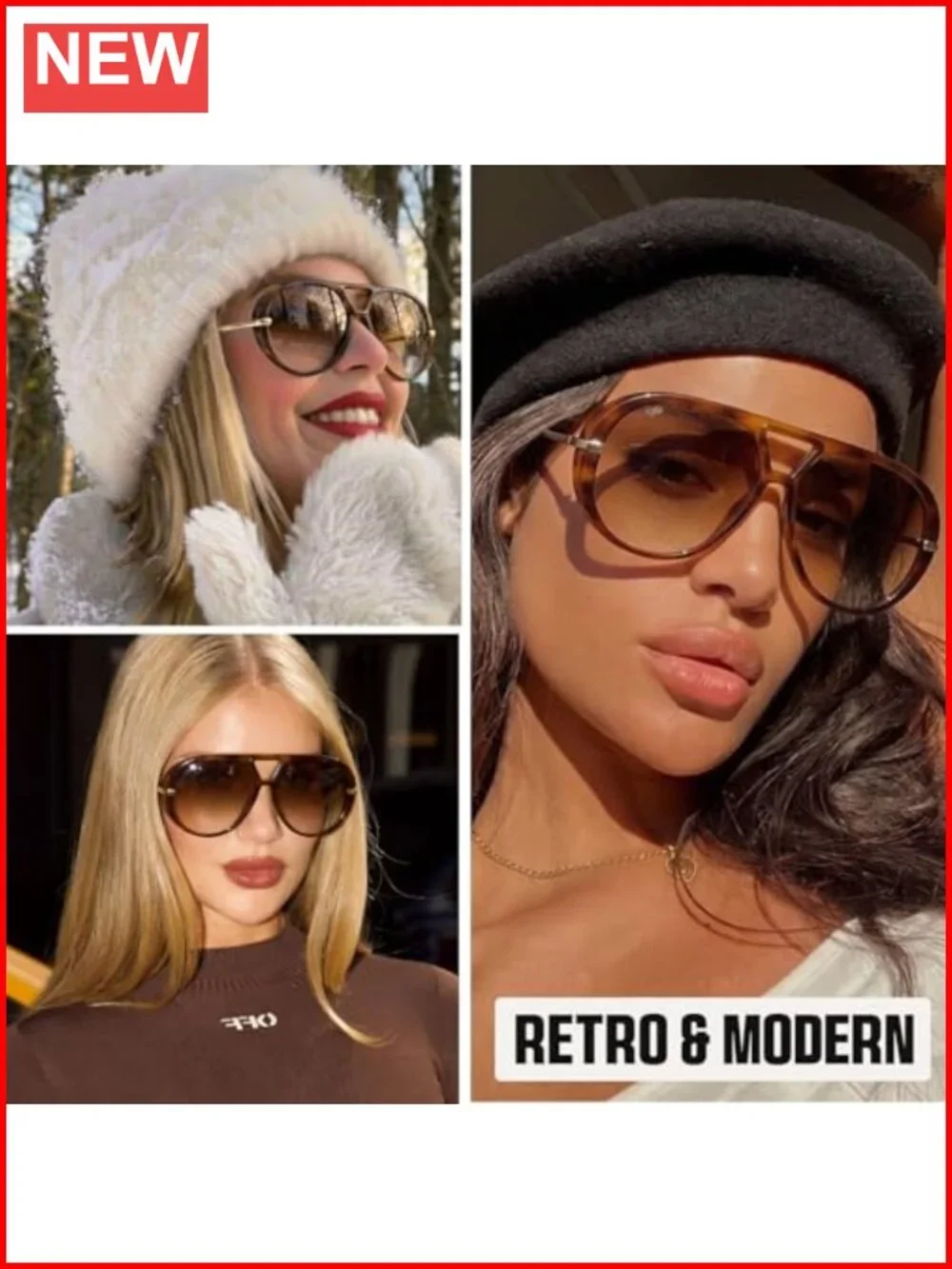 Trendy Oversized Aviator Sunglasses with UV400 Protection